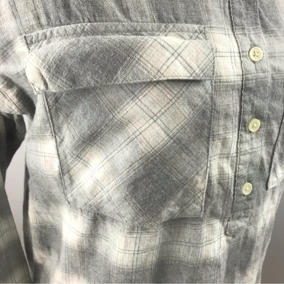 Old Navy Women's Gray & Ivory Flannel Button Down Oversized Boyfriend Shirt S/P - Picture 9 of 15